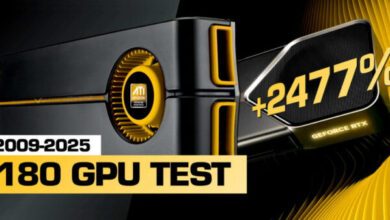 RTX 5090 в 26 раз быстрее Radeon HD 5870: большой тест 180 видеокарт, вышедших с 2009 по 2025 год