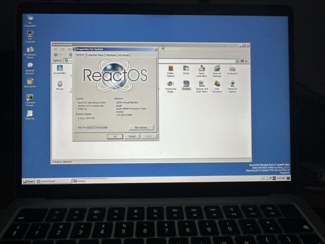 ReactOS, воссоздающая Windows NT, получила поддержку Arm-процессоров