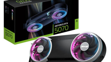Gigabyte представила видеокарту Aorus GeForce RTX 5070 Infinity с экстравагантным кулером и скрытым питанием