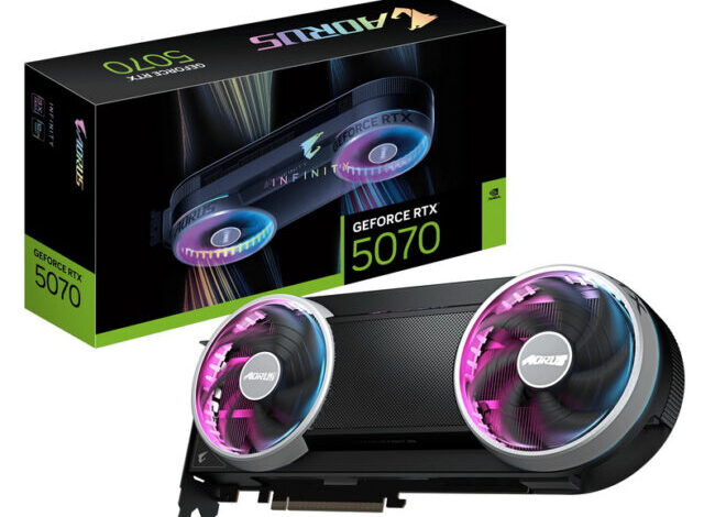 Gigabyte представила видеокарту Aorus GeForce RTX 5070 Infinity с экстравагантным кулером и скрытым питанием