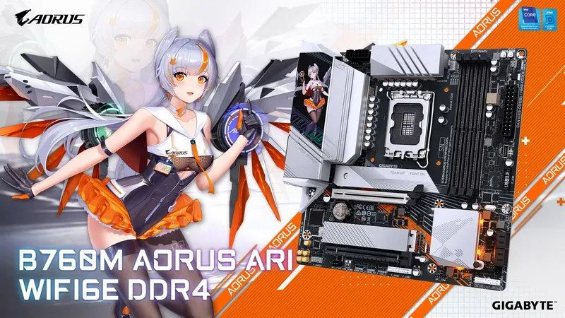 Gigabyte выпустила Micro-ATX-плату B760M Aorus Ari WiFi6E в аниме-дизайне, с поддержкой графики PCIe 5.0 и DDR4